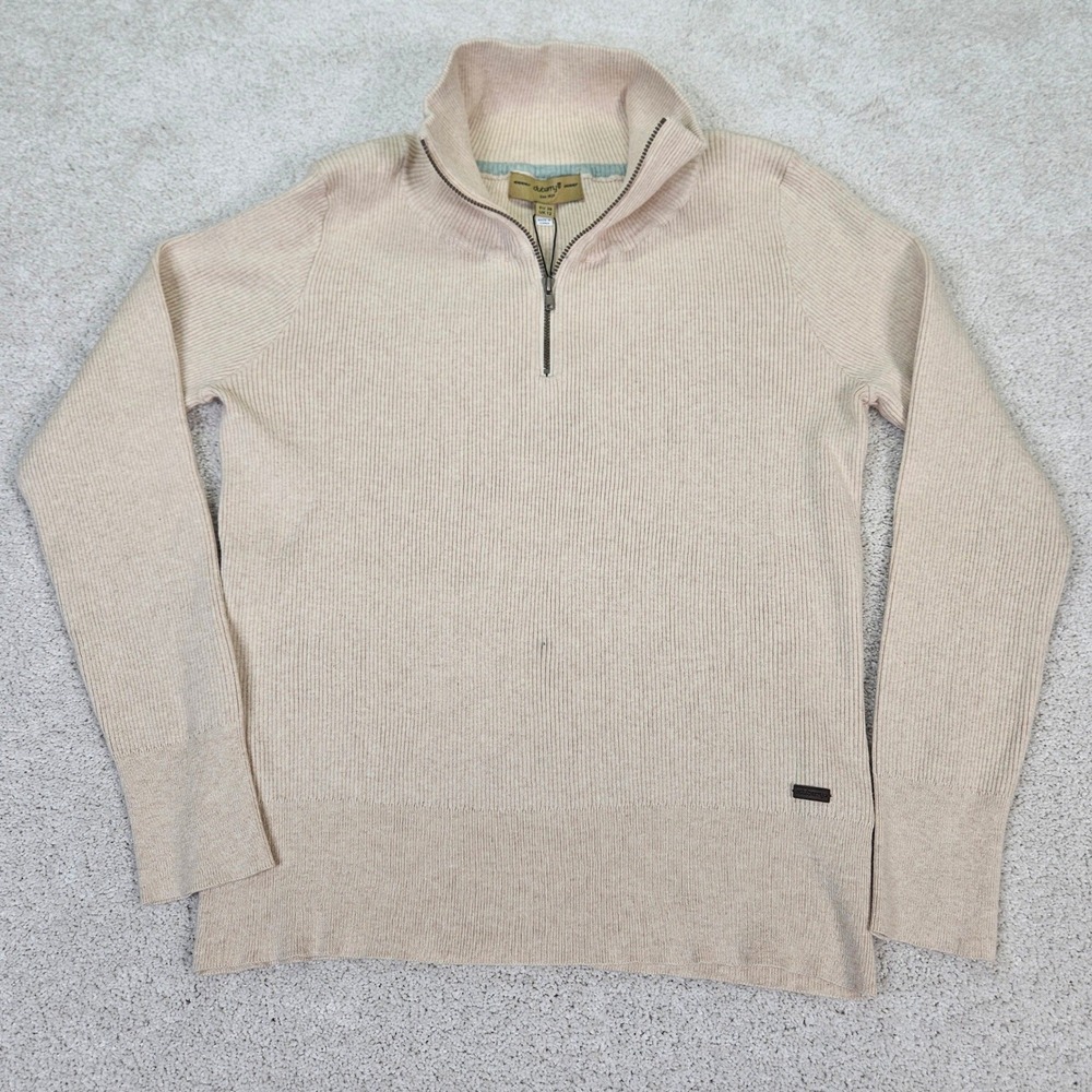Dubarry of Ireland Men's Ribbed 1/4 Zip Sweater Beige Equestrian Size S European